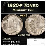1920-p Mercury Dime Toned 10c ms65+ fsb SEGS