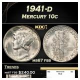 1941-d Mercury Dime 10c ms67 fsb SEGS