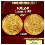 1882-p Gold Liberty Half Eagle $5 ms62+ USCG