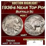 1936-s Buffalo Nickel Near Top Pop 5c ms67 SEGS