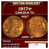 1917-p Lincoln Cent 1c ms66+ rd SEGS