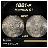 1881-p Morgan Dollar $1 Grades ms64
