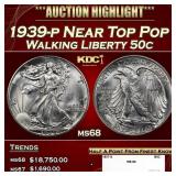 1939-p Walking Liberty Half Dollar Near Top Pop 50