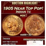 1905 Indian Cent Near Top Pop! 1c ms66+ rd SEGS