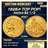 1926-p Gold Indian Quarter Eagle TOP POP! $2 1/2 m