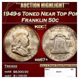 1949-s Franklin Half Dollar Toned Near Top Pop 50c