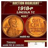 1918-p Lincoln Cent 1c ms66 rd SEGS