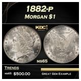 1882-p Morgan Dollar $1 Grades ms65