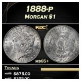 1888-p Morgan Dollar $1 Grades ms65+