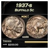 1937-s Buffalo Nickel 5c Grades ms66