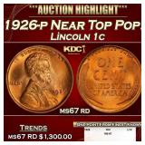 1926-p Lincoln Cent Near Top Pop! 1c ms67 rd SEGS