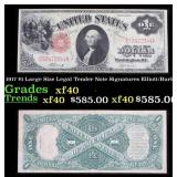 1917 $1 Large Size Legal Tender Note Grades xf Sig