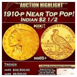 1910-p Gold Indian Quarter Eagle Near Top Pop! $2