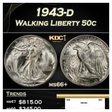 1943-d Walking Liberty Half Dollar 50c ms66+ SEGS