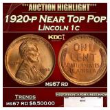 1920-p Lincoln Cent Near Top Pop! 1c ms67 rd SEGS