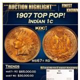 1907 Indian Cent TOP POP! 1c ms67+ rd SEGS