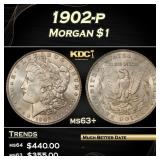 1902-p Morgan Dollar $1 Grades ms63+