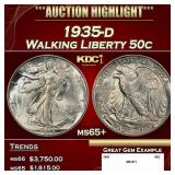 1935-d Walking Liberty Half Dollar 50c ms65+ SEGS
