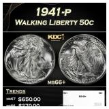 1941-p Walking Liberty Half Dollar 50c ms66+ SEGS
