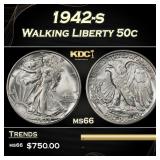 1942-s Walking Liberty Half Dollar 50c Grades ms66