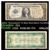 1928A $1 Blue Seal Silver Certificate "Funnyback"