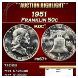1951 Proof Franklin Half Dollar 50c pr67+ SEGS