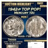 1942-p Mercury Dime TOP POP! 10c ms68+ FSB SEGS