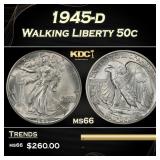 1945-d Walking Liberty Half Dollar 50c Grades ms66