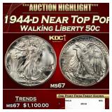 1944-d Walking Liberty Half Dollar Near Top Pop 50