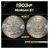 1903-p Morgan Dollar $1 Grades ms63+