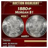 1880-p Morgan Dollar $1 Grades ms65+