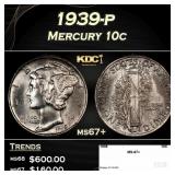 1939-p Mercury Dime 10c ms67+ SEGS