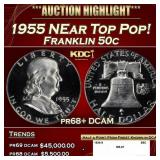 1955 Proof Franklin Half Dollar NEar Top Pop! 50c
