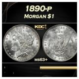 1890-p Morgan Dollar $1 Grades ms63+