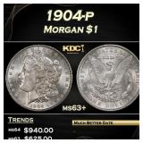 1904-p Morgan Dollar $1 Grades ms63+
