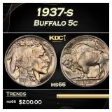 1937-s Buffalo Nickel 5c Grades ms66