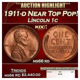 1911-d Lincoln Cent Near Top Pop! 1c ms66 rd SEGS