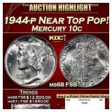 1944-p Mercury Dime Near Top Pop! 10c ms68 FSB SEG