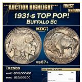 1931-s Buffalo Nickel TOP POP! 5c ms67+ SEGS