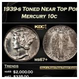 1939-s Mercury Dime Toned Near Top Pop 10c ms67+ S
