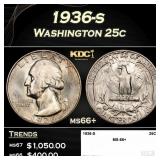 1936-s Washington Quarter 25c ms66+ SEGS