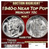1940-d Mercury Dime Near Top Pop! 10c ms68 FSB SEG