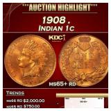 1908 Indian Cent . 1c ms65+ rd SEGS