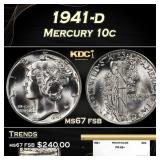 1941-d Mercury Dime 10c ms67 fsb SEGS