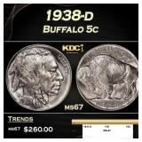 1938-d Buffalo Nickel 5c ms67 SEGS