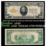 1928 $20 Gold Certificate FR-2402 Woods/Mellon Gra