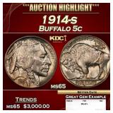 1914-s Buffalo Nickel 5c ms65 SEGS