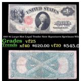 1917 $1 Large Size Legal Tender Note Grades vf+ Si
