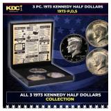 Complete 3 PC. 1973 Kennedy Half Dollar 50c set In