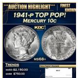 1941-p Mercury Dime TOP POP! 10c ms68+ SEGS
